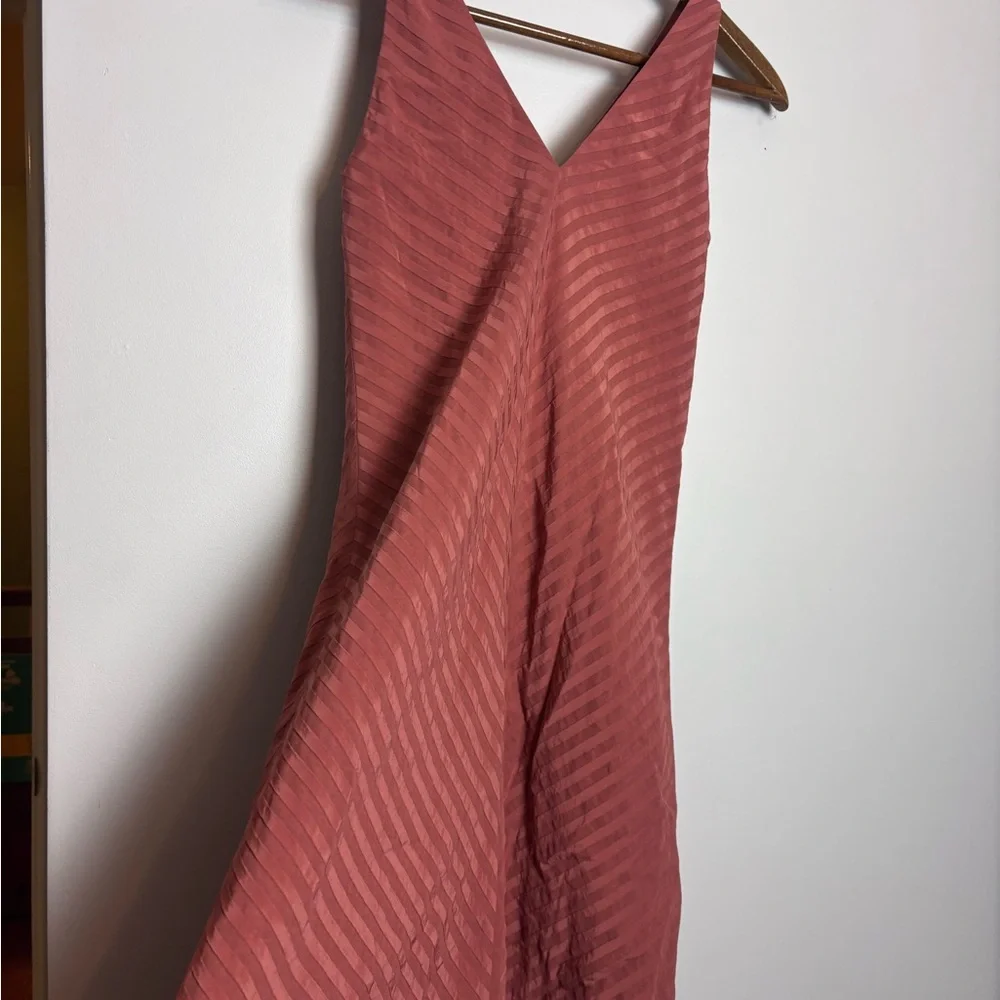 Everlane NWT Rust Colored City Striped Sleeveless V-neck Midi Dress - Picture 6 of 12